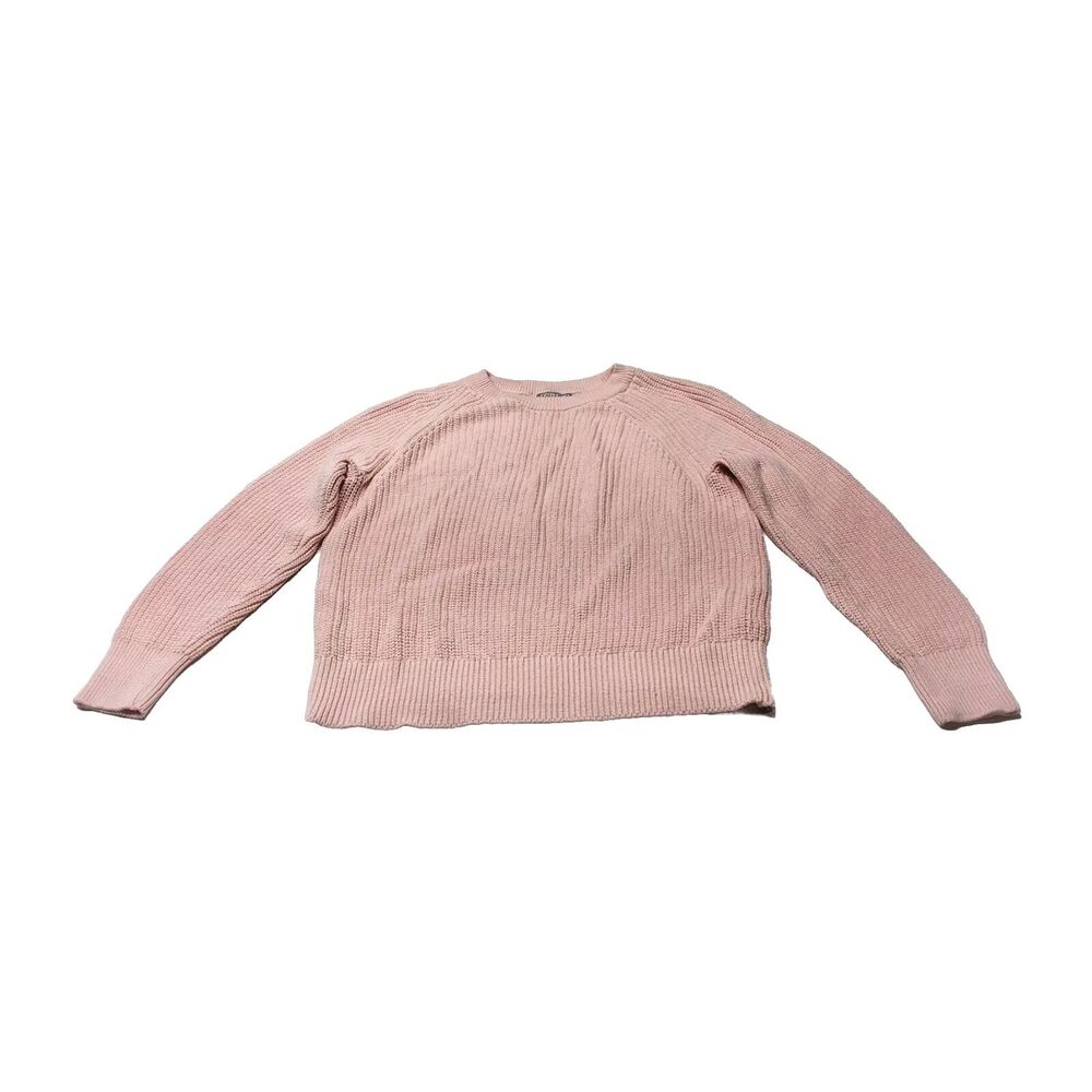 J Crew Women Small Light Cotton Candy Pink Wide-rib Crewneck Cable Knit Sweater